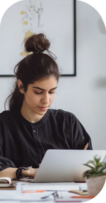 Student working on a laptop