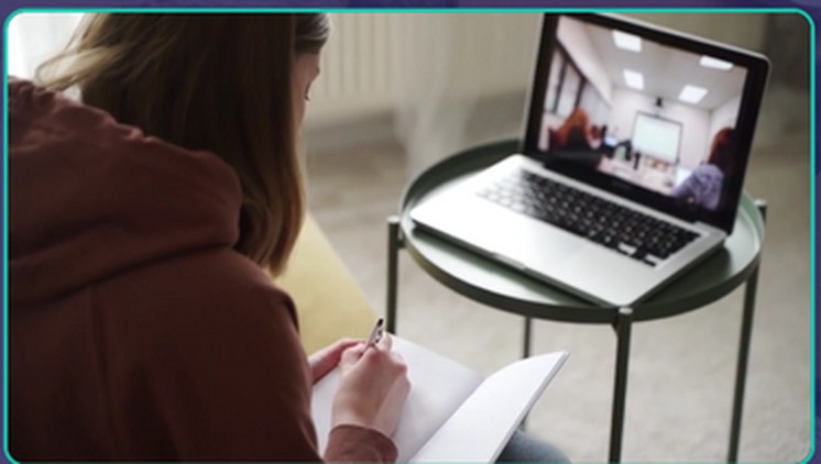 Student studying with a laptop