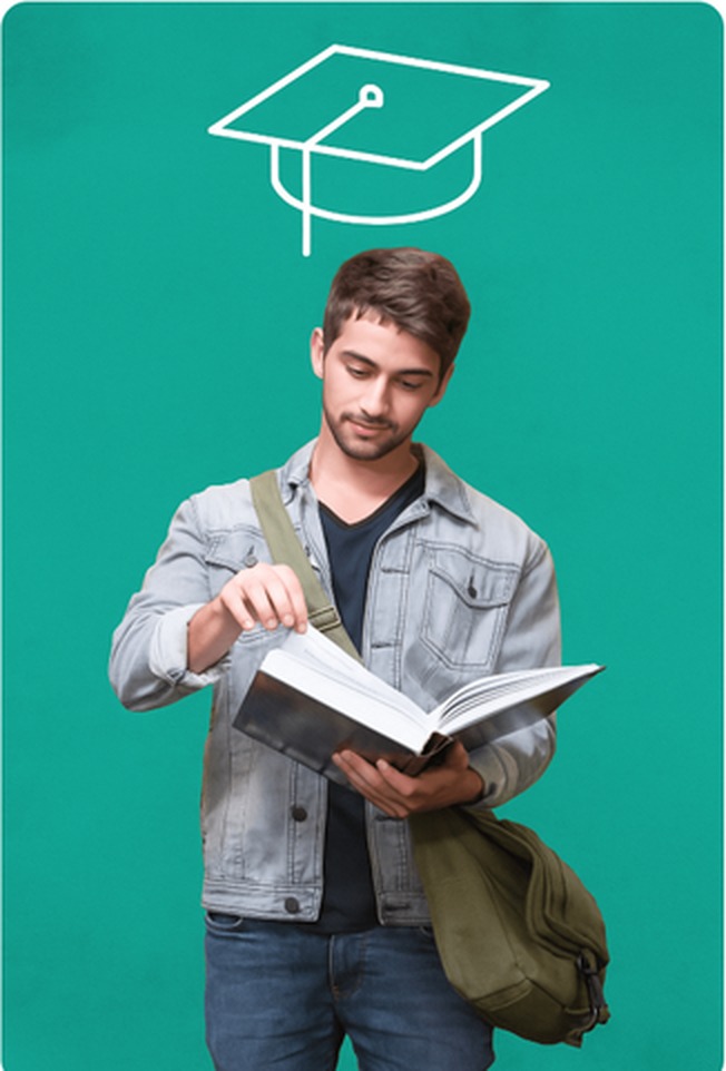 Student reading a book